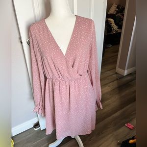 Ink polka dot long sleeve dress